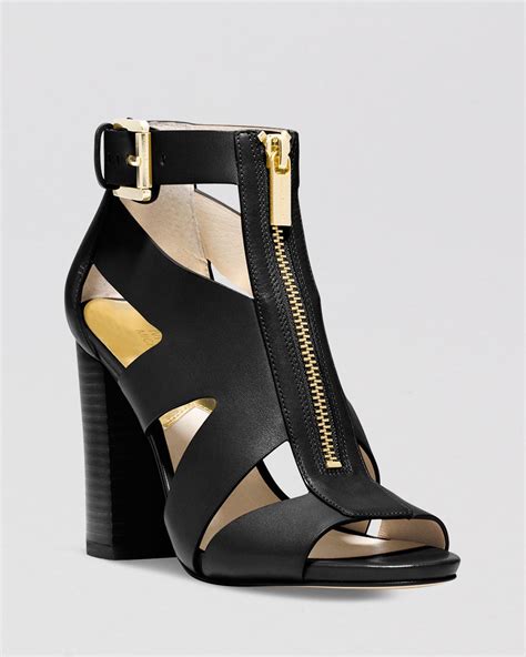 michael kors block heel black|Michael Kors open toe heels.